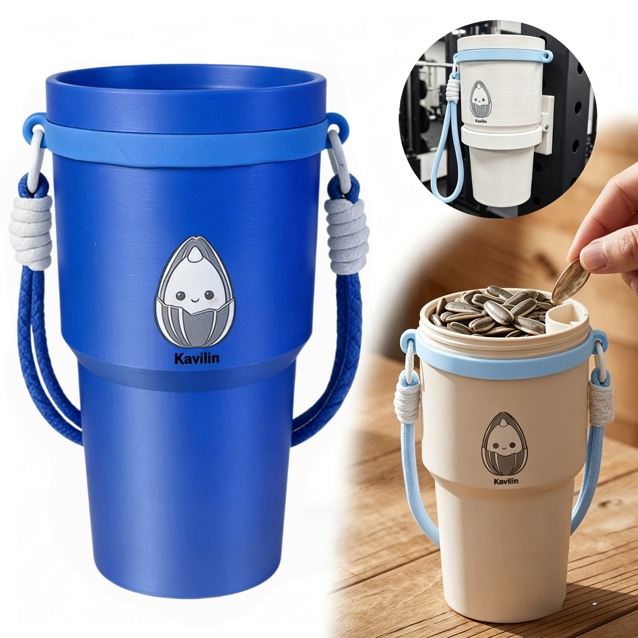 Sunflower Seed Spit Cup, 2-in-1, Foldable Magnetic Holder Seed and Shell Separation, Easy Shell Disposal, Portable Snack Cup for Car, Outdoors, Travel, Baseball