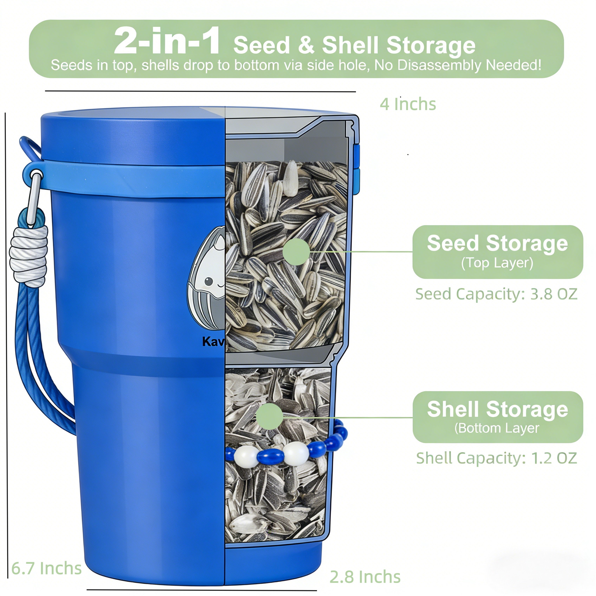 Sunflower Seed Spit Cup, 2-in-1, Foldable Magnetic Holder Seed and Shell Separation, Easy Shell Disposal, Portable Snack Cup for Car, Outdoors, Travel, Baseball